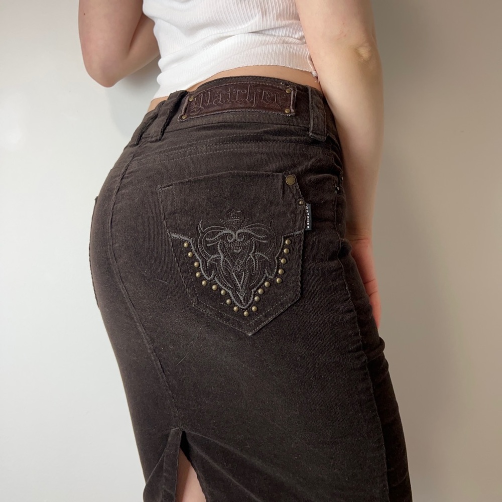 brown corduroy midi skirt